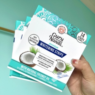 美国GuruNanda天然椰子油清新温和去黄洁白清洁牙齿美白牙贴14条