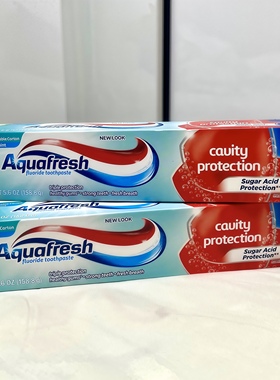 进口Aquafresh三重保护含氟牙膏防蛀牙清凉薄荷清新口气158.8g