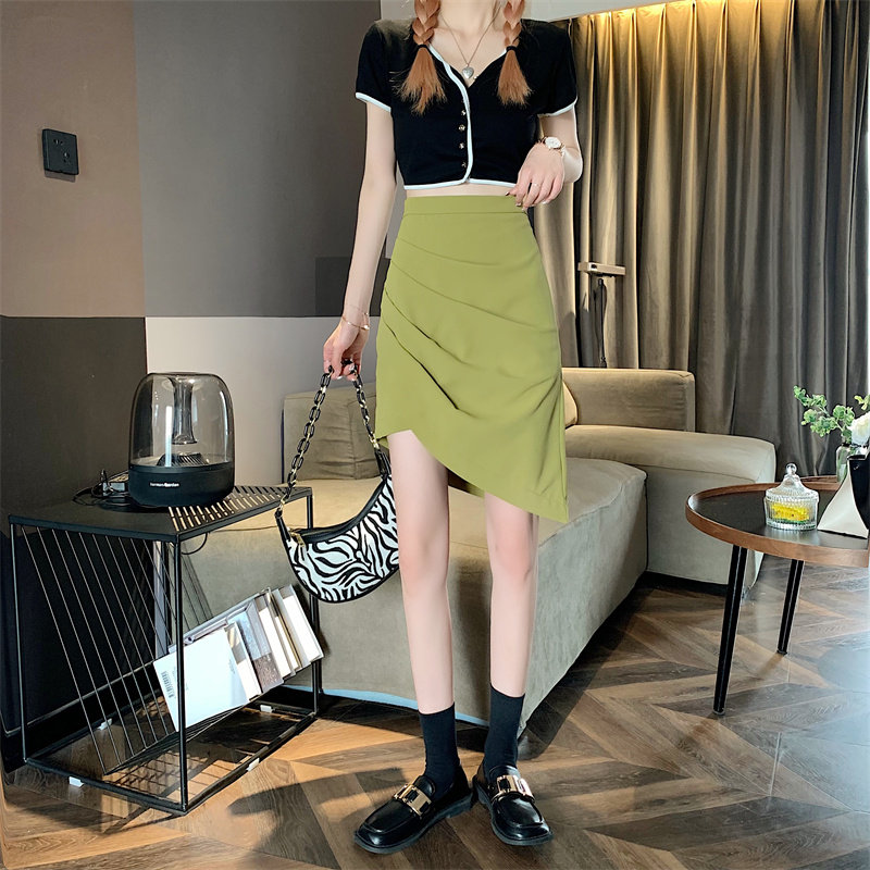 中长款夏大码不规则开叉包臀裙遮胯显瘦设计感a字裙女