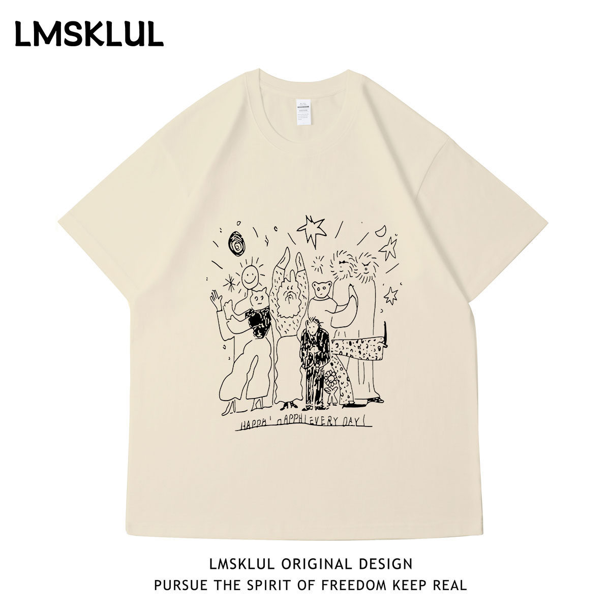 LMSKLUL白色美式复古夏季2026新款短袖T恤女宽松小个子ins国潮牌