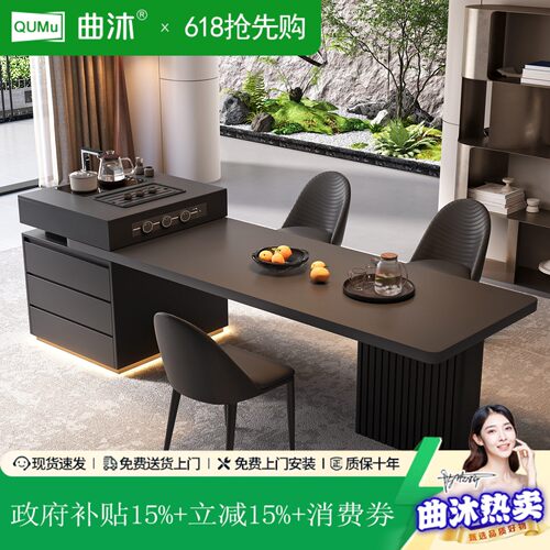 岩板岛台餐桌一体家用可伸缩厨房导台加餐桌中倒台2026新款高级