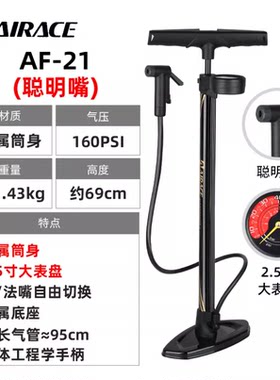 AIRACE亚瑞德自行车打气筒AF-21家用通用落地式高压山地车公路车