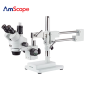 AmScope 90X三目变焦体视显微镜维修检测工业显微镜 3.5X