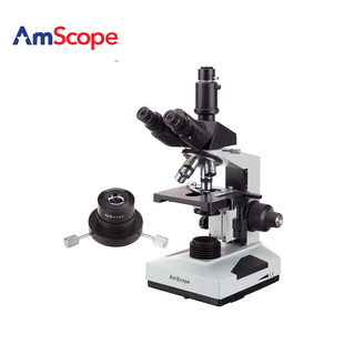 2000X三目暗场复合显微镜实验生物显微镜带30W卤素灯 AmScope 40X