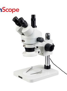 AmScope 7X-45X连续变焦检验解剖三目体视显微镜+144-LED灯