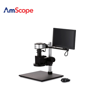 AmScope 5X视频检测数字显微镜高清放大倍自动变焦11.6 屏幕 0.6X