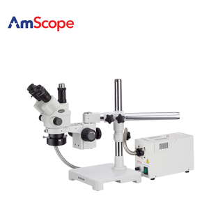 180X 三目体视共焦显微镜工业体式 3.5X AmScope 检测维修带冷光源