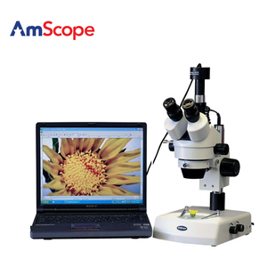 130万像素摄像头 90X变焦体视显微镜双卤素灯 3.5X Amscope