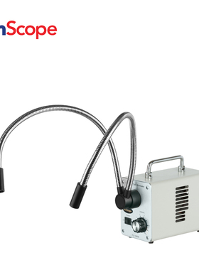 AmScope 50W LED光纤双鹅颈灯显微镜照明器