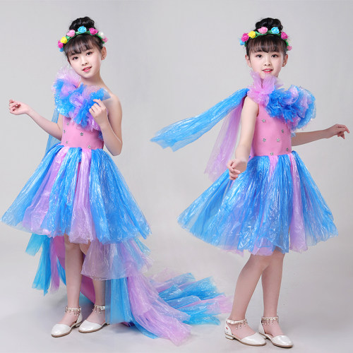 儿童演出服环保服时装秀女走秀裙