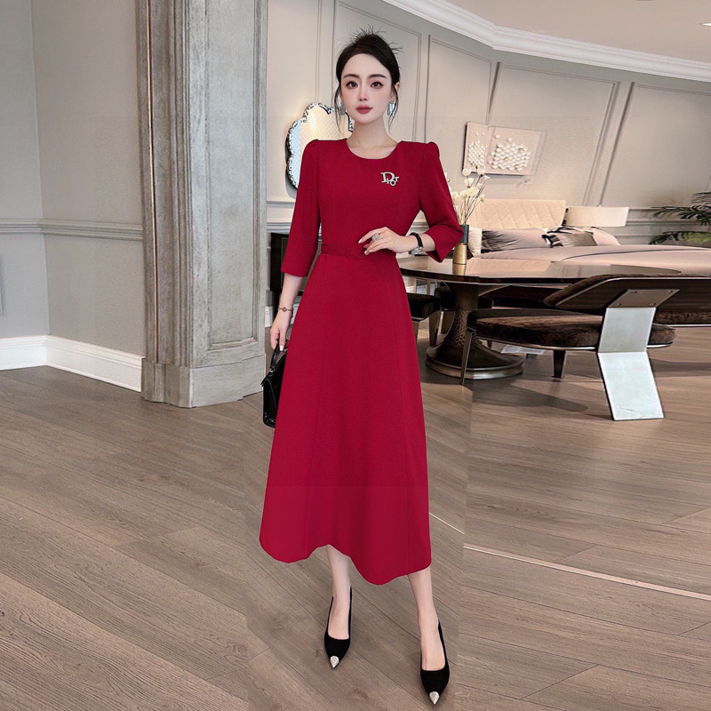 简约收腰大摆礼服红裙喜妈妈