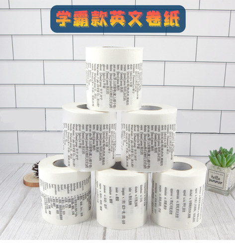 学霸厕纸印字英文单词数学公式