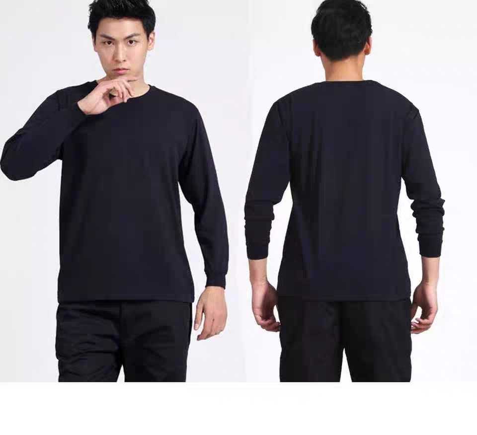 训T恤体能服夏季圆领纯棉短半袖春秋打底藏青色保安训练衫