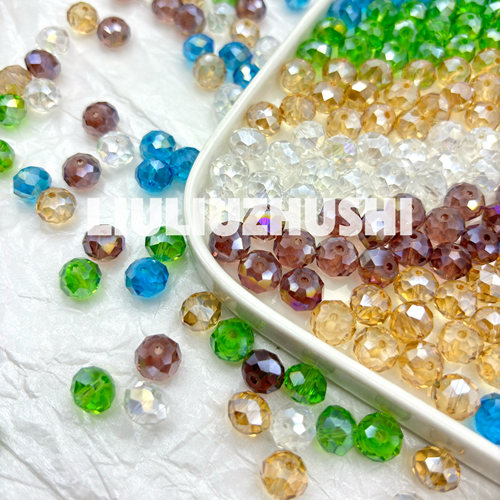 【30颗装】10mm水晶扁珠车轮珠DIY饰品配件手工材料包琉璃散珠子