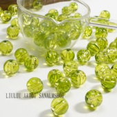 12mm冰裂琉璃珠子圆珠碎花散珠手工diy串珠手链手机链配件材料