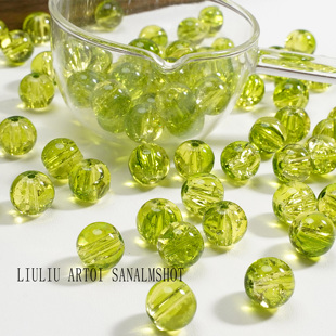 12mm冰裂琉璃珠子圆珠碎花散珠手工diy串珠手链手机链配件材料