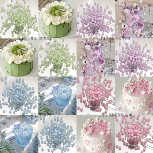 8mm爆花奶盖碎花琉璃珠圆珠手工串珠玻璃diy手链项链饰品配件材料