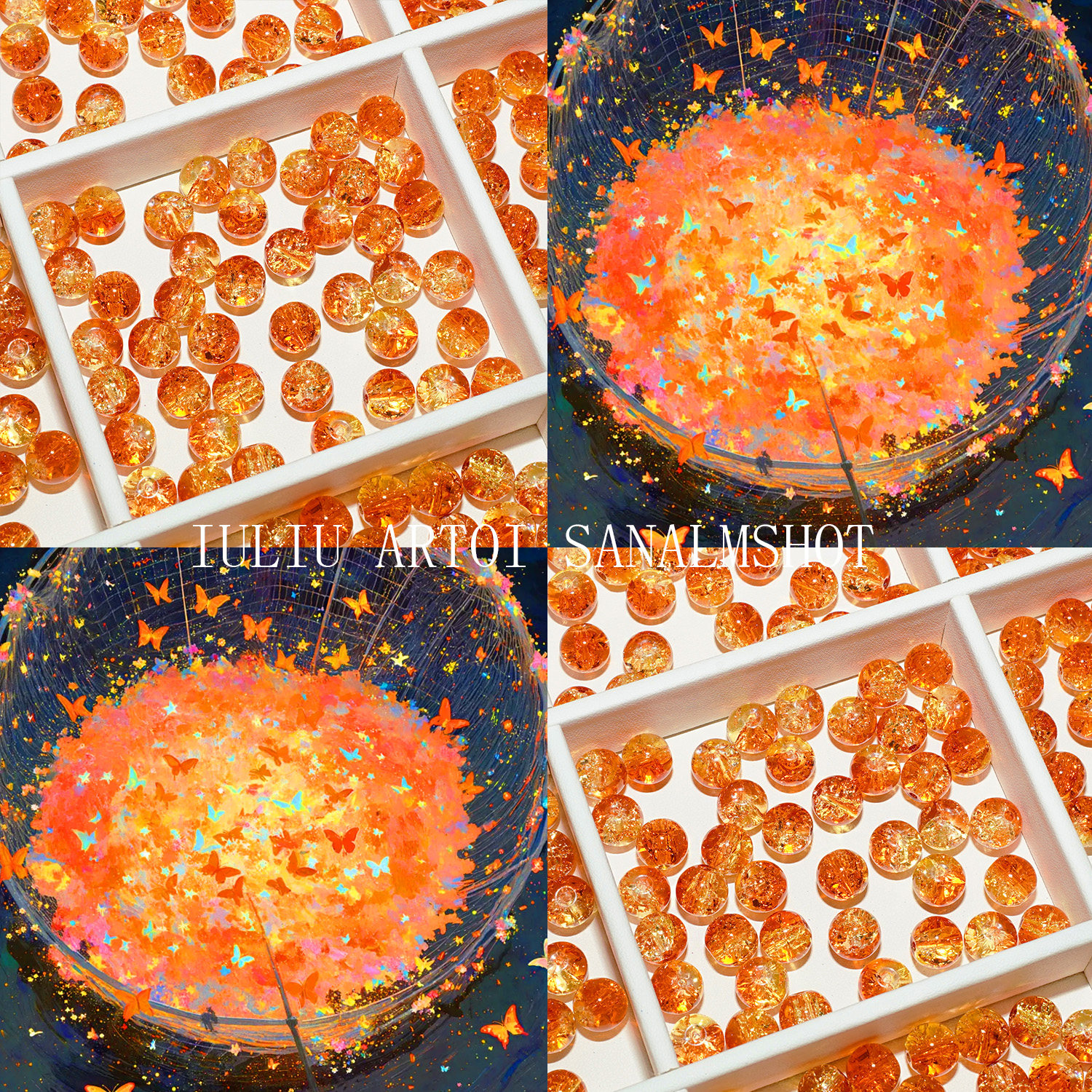 【烟花雨】10mm琉璃爆花珠手工串珠小配件手链项链材料DIY散珠