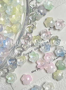 10mm双色冰透琉璃六瓣花配件diy手链项链串珠材料配件手工配饰