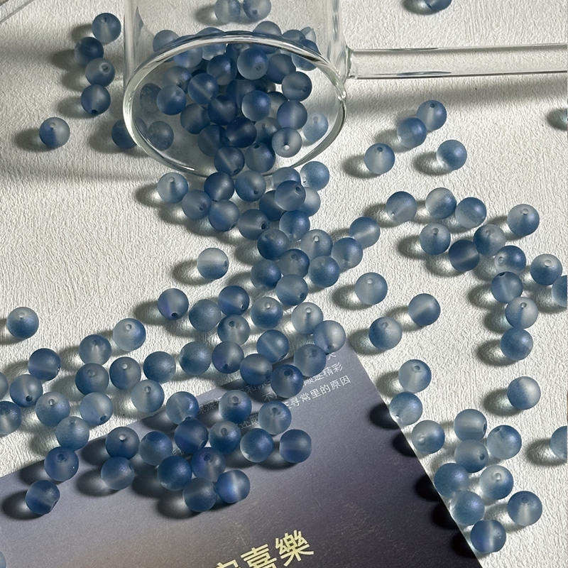 【50颗装】玻璃磨砂琉璃珠手工diy制作圆珠散珠串珠手链饰品配件