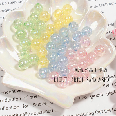 10mm亮彩亚克力圆珠散珠手机链手链手工diy饰品手绘珠配件材料