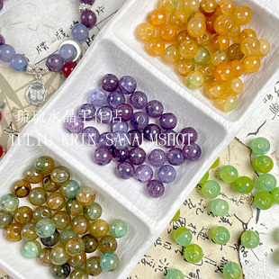 10mm水染玉碎仿天然石手工diy手链饰品配件琉璃散珠DIY串珠材料