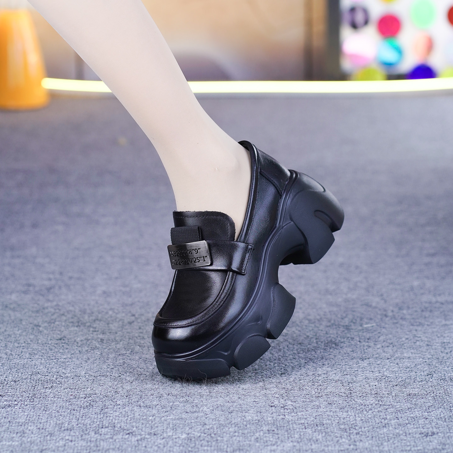 真皮厚底单鞋女春夏新款纯牛皮一体跟松糕底圆头深口一脚蹬乐福鞋,女鞋,深口单鞋,淘宝优惠券,粉丝福利购,淘宝优惠卷