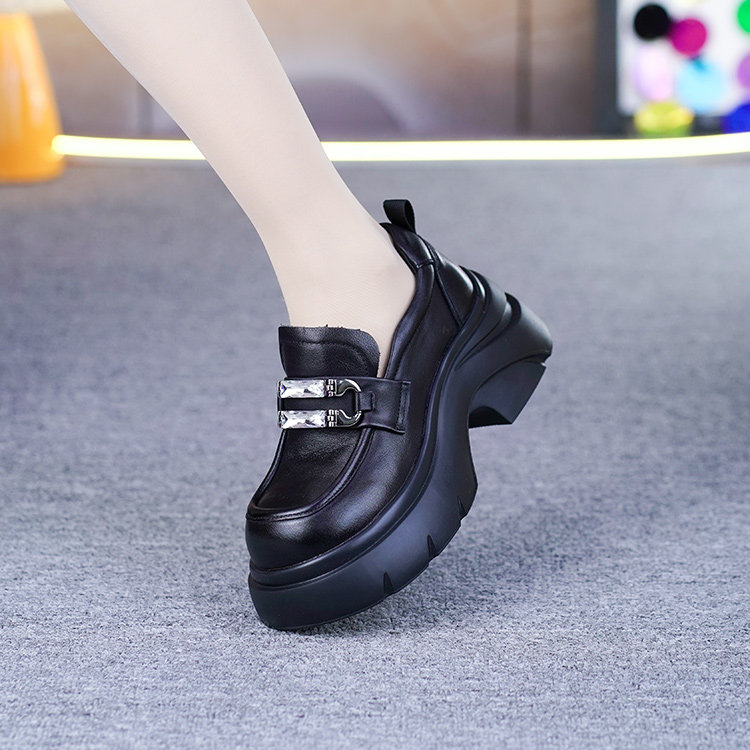 真皮厚底乐福鞋女早春新款头层牛皮英伦风粗跟小皮鞋一脚蹬单鞋,女鞋,深口单鞋,淘宝优惠券,粉丝福利购,淘宝优惠卷