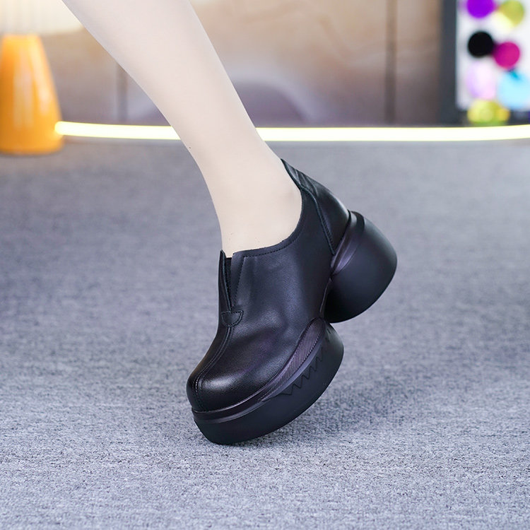 真皮厚底单鞋女春秋新款头层牛皮一脚蹬圆头复古防水台深口小皮鞋,女鞋,深口单鞋,淘宝优惠券,粉丝福利购,淘宝优惠卷