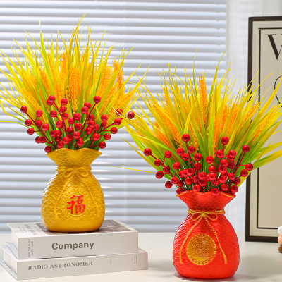 仿真稻谷麦穗福袋摆件客厅摆放花假花花束插花乔迁结婚开业装饰品