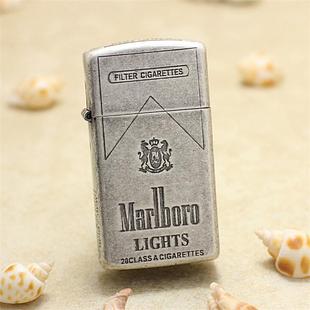 ZIPPO正品煤油打火机防风正版古银纤巧万宝路窄机精雕送男友礼物