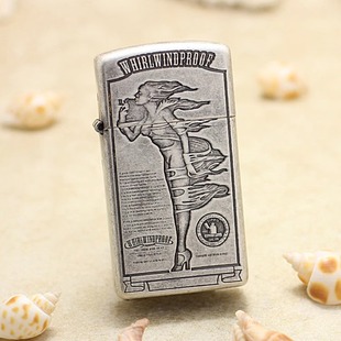 ZIPPO正品煤油打火机防风正版古银纤巧风女窄机精雕圣诞送男友