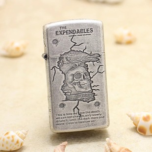 ZIPPO正品煤油打火机防风正版古银纤巧敢死队窄机精雕送男友礼物
