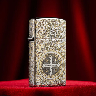ZIPPO正品煤油打火机纤巧康斯坦丁祥云龙金银双色窄机精雕送男友