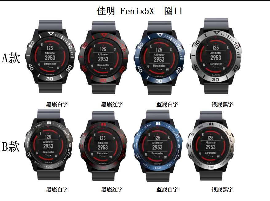 适用 Garmin佳明Fenix3/5X/5手表表圈 飞耐时3金属替换刻度不锈钢圈表F5X保护圈配件钢化膜防尘塞5xplus