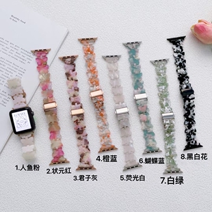 适用 apple iwatch7/8/6/5/10/SE树脂表带 苹果蝴蝶扣树脂表带iwatch8 ultra 49mm表带40/44/41/45mm腕带男女