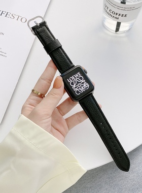适用苹果手表iwatch表带seies 6代applewatch真皮手表带SE/1/2/3/4/5/6代iwatch时尚男女腕带40/44/38/42mm