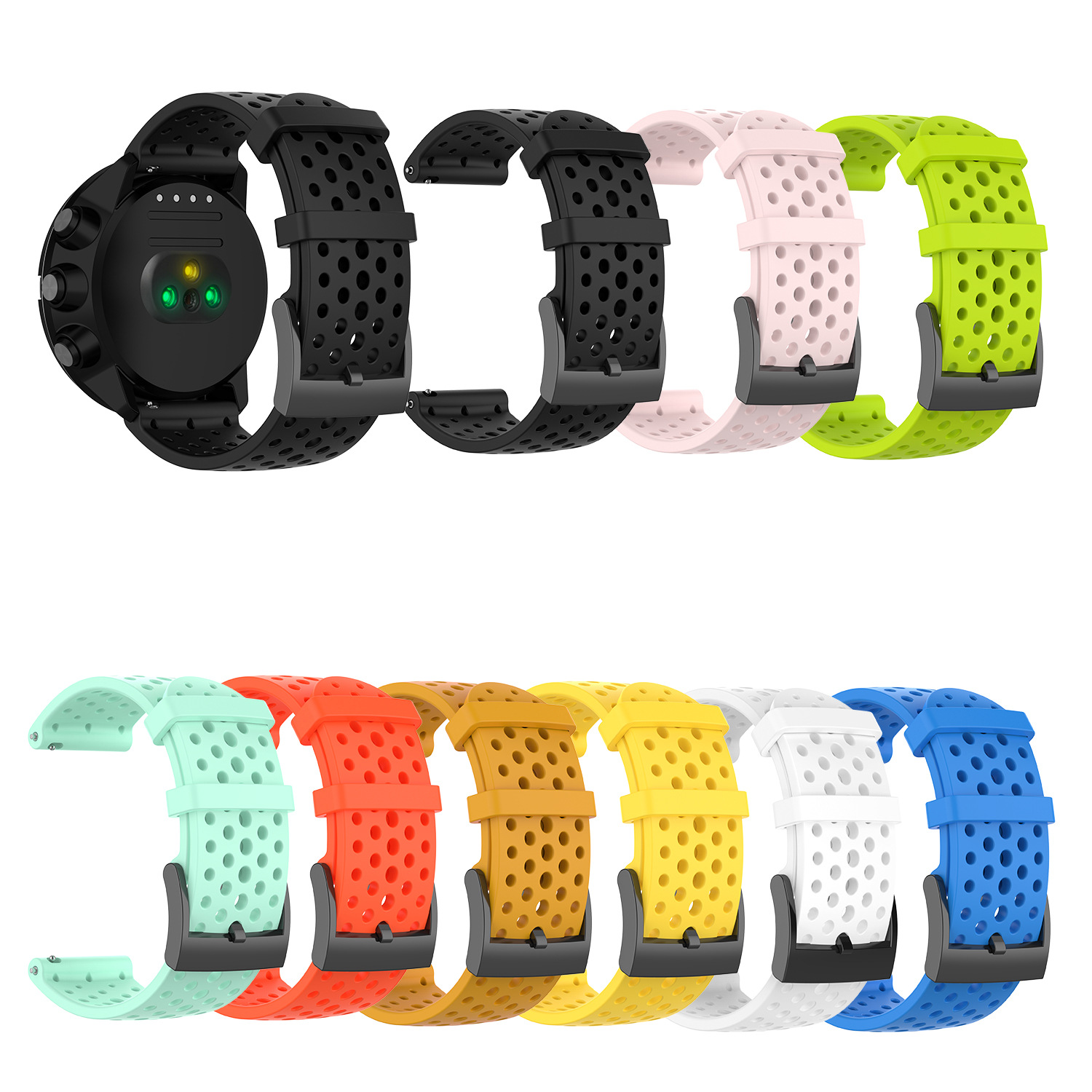 适用Suunto  松拓7 颂拓9硅胶手表带Spartan ULTRA 运动透气表带颂拓D5/斯巴达/spartan sport wrist男女腕带