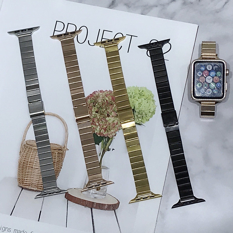 适用 iWatch表带金属苹果手表Apple Watch6/5/4/3代SE不锈钢链式 iWatch se小蛮腰一株钢带38/40/42/44mm表带