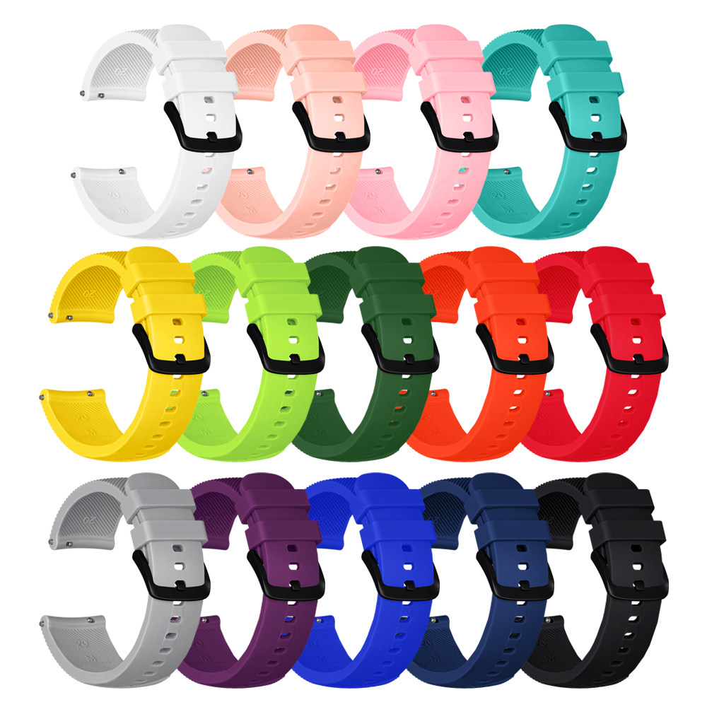 华为watch2表带硅胶 唯乐weloophey3s小黑2/3透气腕带 三星Galaxy watch 42mm /active 智能手表带通用20mm带