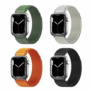 适用apple watch8苹果手表表带 高山回环式  Ultra49mm尼龙iwatch7/3/5/4编织series8运动6se野径回环腕带潮
