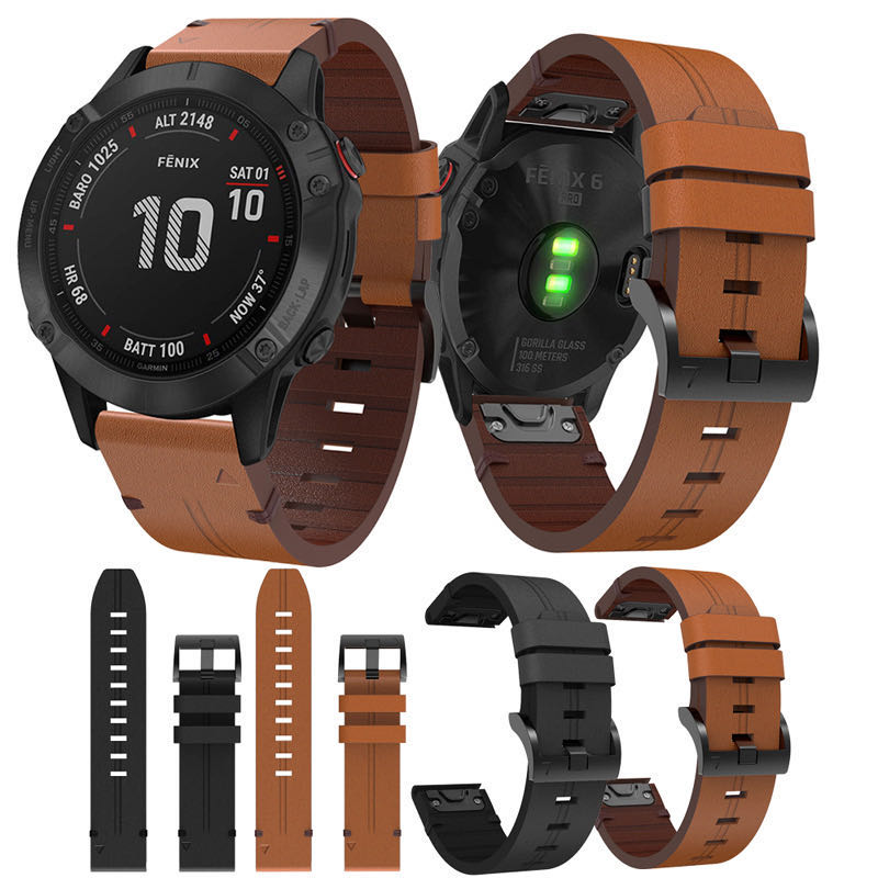 适用Garmin佳明fenix6s/6spro/5S/5Splus手表带智能腕带飞耐时fenix7s 商务男真皮快拆版表带替换fenix8 43mm