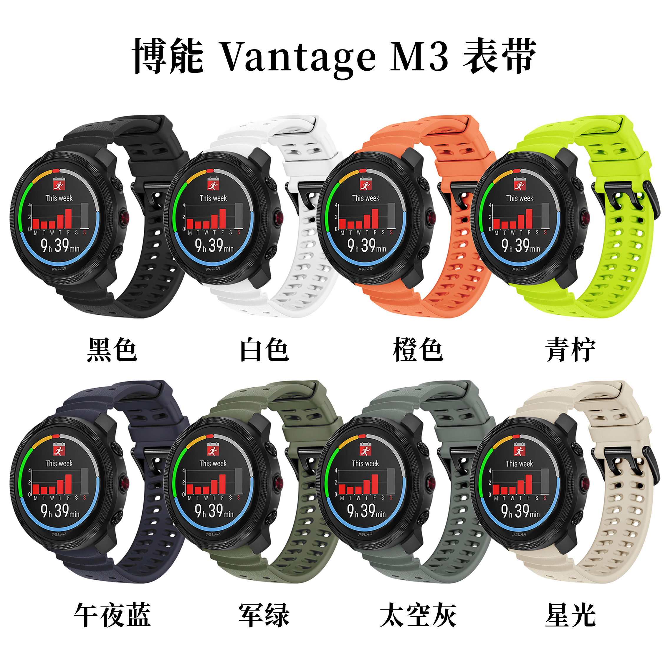 博能VantageM3硅胶表带配件