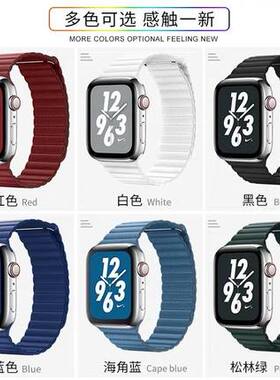 适用 iwatch表带皮质回环Apple watch苹果手表带1/2/3/4/5/6/SE代38/40/42/44mm运动iphone series男女带腕带