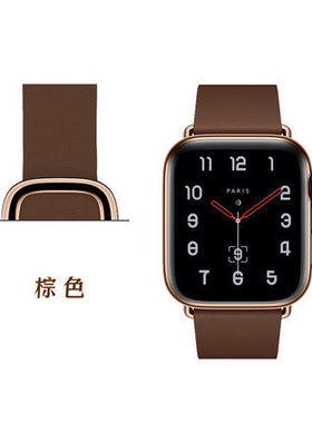 适用apple watch8/7 se表带现代风扣式苹果手表se真皮表带iwatch6/3/4代5透气皮质38/40/42/44/41/45mm磁吸潮