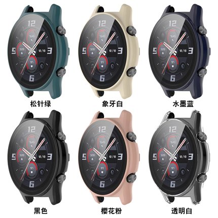适用荣耀手表GS3保护壳双色硅胶手表带Watch GS3防摔套壳膜一体PC硬壳竞速先锋配件钢化膜保护套配件新款潮