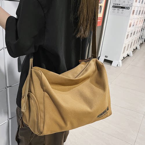 大容量帆布单肩斜挎包轻便旅行包