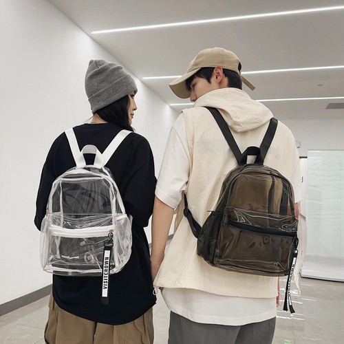 菇八八透明双肩包女游泳包