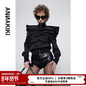ANNAKIKI短外套 外套 多褶短款 Ella陈嘉桦同款 小众黑色3D立体袖