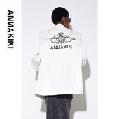 周震南明星同款 25秋装 设计师款 ANNAKIKI西装 醋酸印花西装 外套